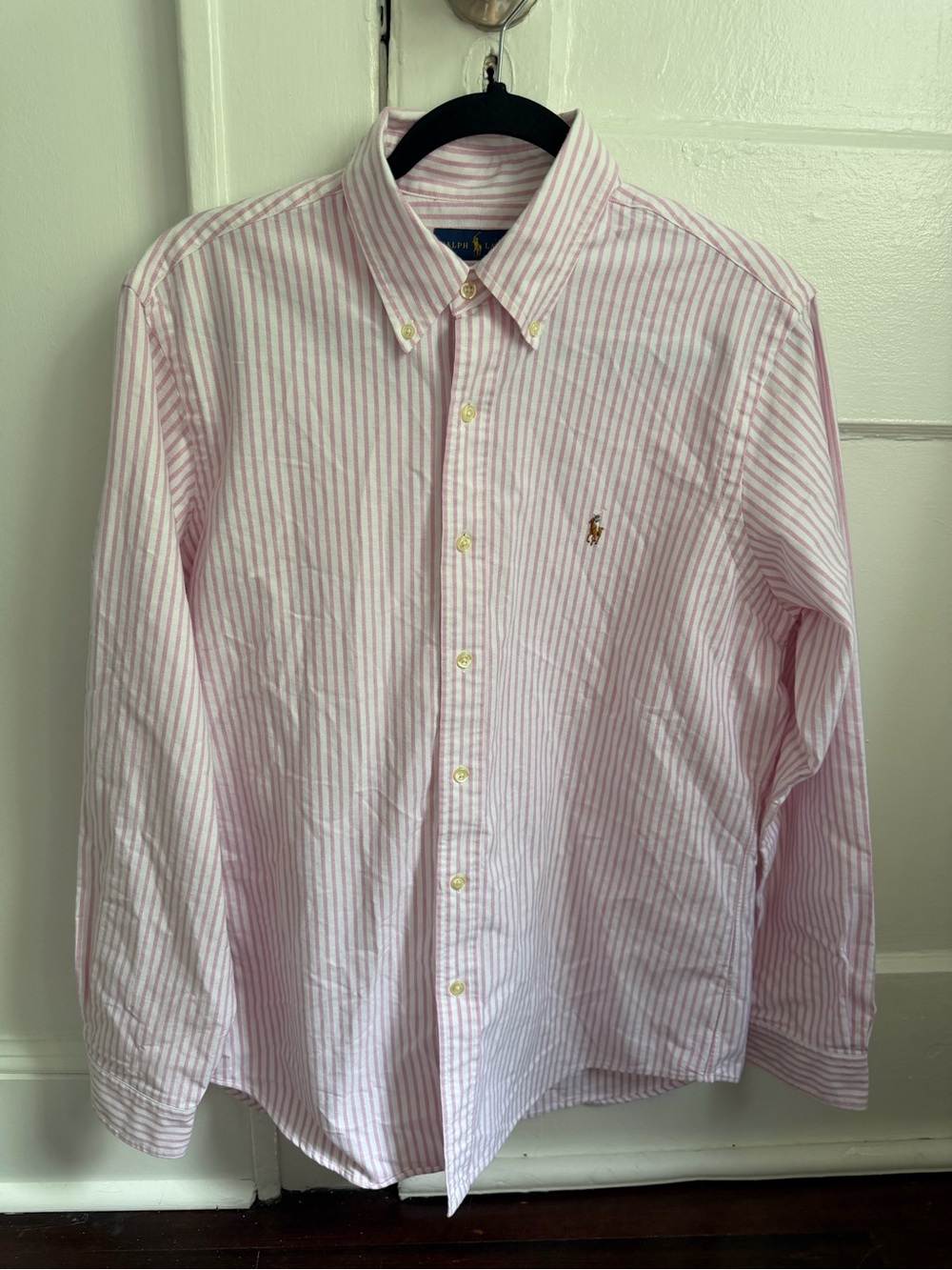 Ralph Lauren Pink and White Stripe Button-Down Oxford Dress Shirt